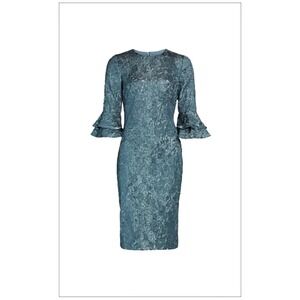 NWT $595 Theia Metallic Floral Midi Whimsigoth Dress Mother of Bride Wedding 12